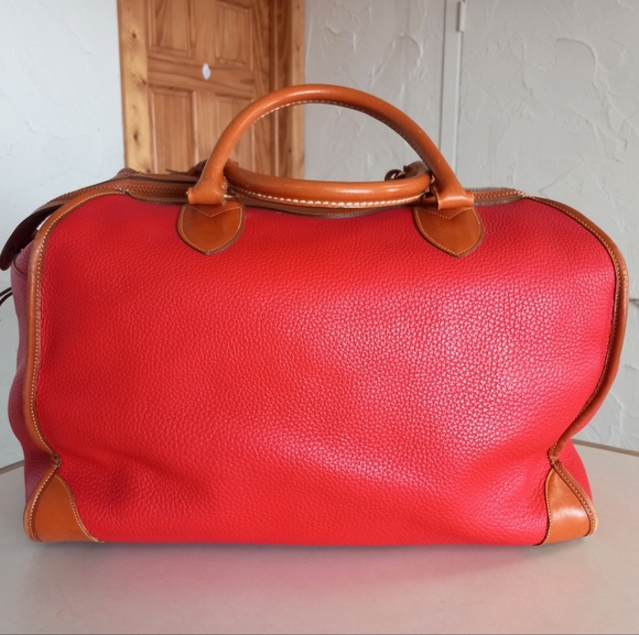 Dooney & Bourke 1990's Gladstone Weekender Luggage, Red AWL - Picture 4 of 16